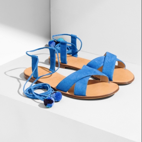 J. Crew Shoes - J. Crew Suede Pom Pom Sandals